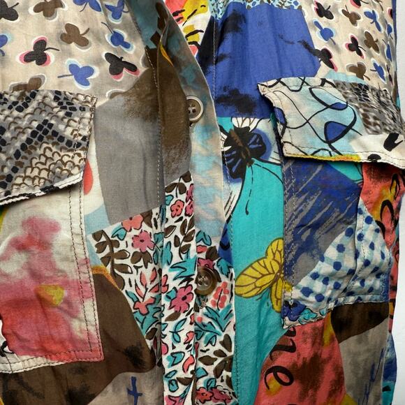 Gerard Darel Shirt Tunic Dress Size 8 Abstract Patchwork Print Silk Cotton - Picture 7 of 13
